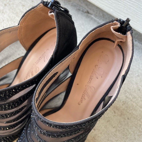 De Blossom Collection Glittery Heels Black High Bootie Shoes size 6.5 - Picture 5 of 12